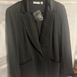 Susan Graver Charcoal Blazer with Black Accents